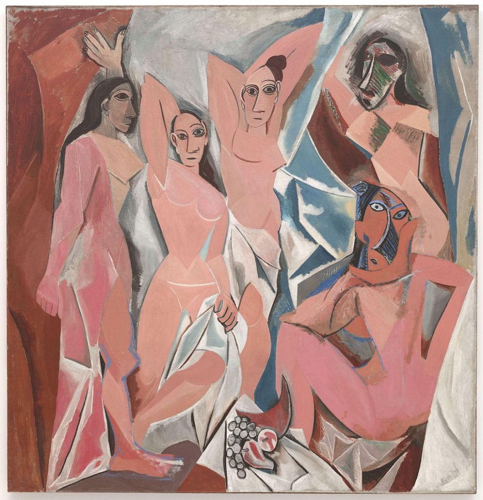 Pablo Picasso, Panny z Awinionu, olej na płótnie, 244 x 234 cm, 1907, Museum of Modern Art, Nowy Jork 